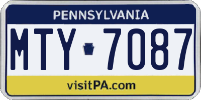 PA license plate MTY7087