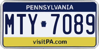 PA license plate MTY7089