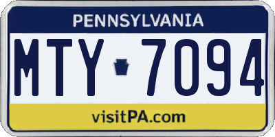 PA license plate MTY7094