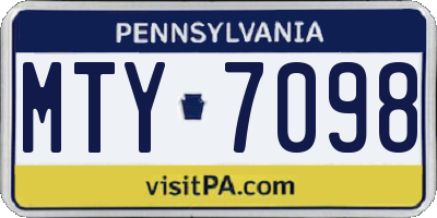 PA license plate MTY7098