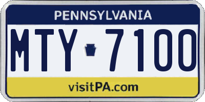 PA license plate MTY7100