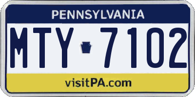 PA license plate MTY7102