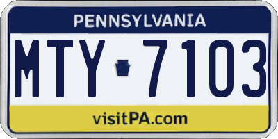 PA license plate MTY7103