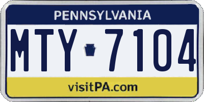 PA license plate MTY7104