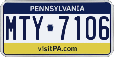 PA license plate MTY7106