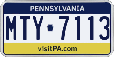 PA license plate MTY7113
