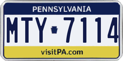 PA license plate MTY7114