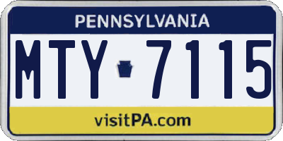 PA license plate MTY7115