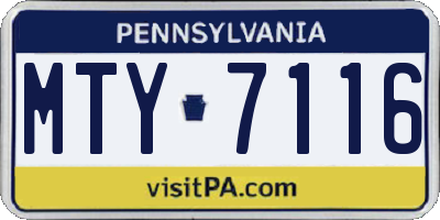 PA license plate MTY7116