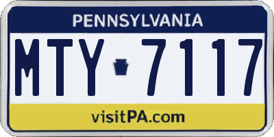 PA license plate MTY7117