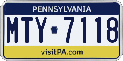PA license plate MTY7118