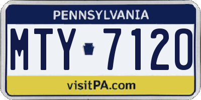 PA license plate MTY7120