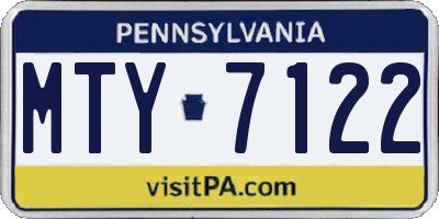 PA license plate MTY7122