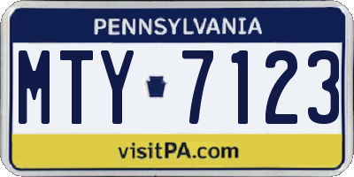 PA license plate MTY7123