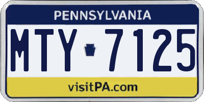 PA license plate MTY7125