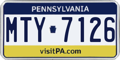 PA license plate MTY7126