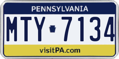 PA license plate MTY7134