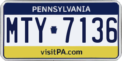 PA license plate MTY7136