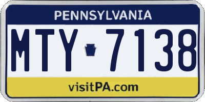 PA license plate MTY7138