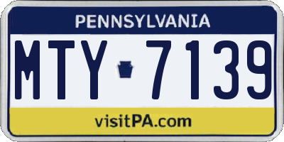 PA license plate MTY7139