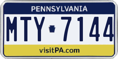 PA license plate MTY7144
