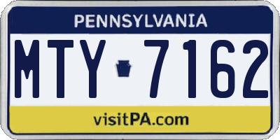 PA license plate MTY7162