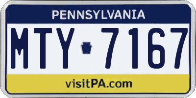 PA license plate MTY7167