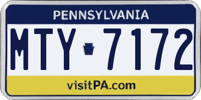 PA license plate MTY7172