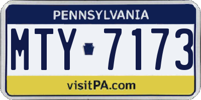 PA license plate MTY7173