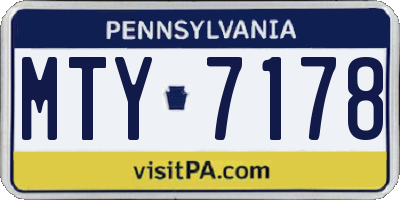 PA license plate MTY7178