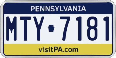 PA license plate MTY7181