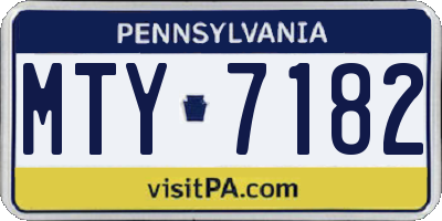 PA license plate MTY7182