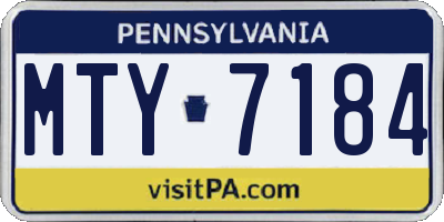 PA license plate MTY7184