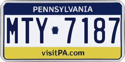 PA license plate MTY7187