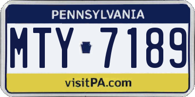 PA license plate MTY7189