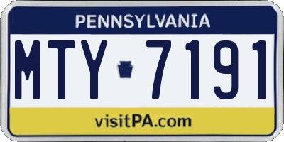 PA license plate MTY7191
