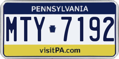 PA license plate MTY7192