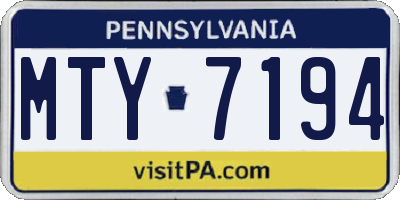 PA license plate MTY7194