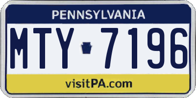 PA license plate MTY7196