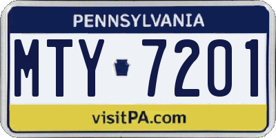 PA license plate MTY7201