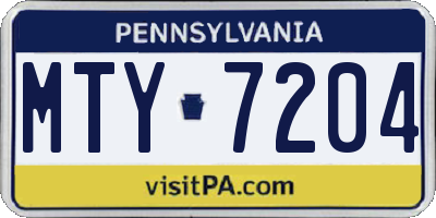 PA license plate MTY7204
