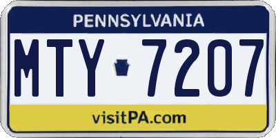 PA license plate MTY7207