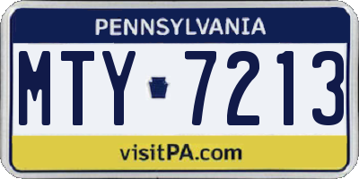 PA license plate MTY7213