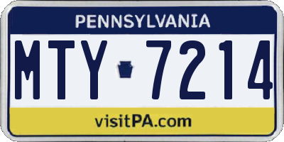 PA license plate MTY7214