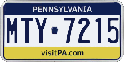 PA license plate MTY7215