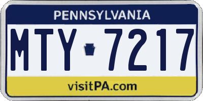 PA license plate MTY7217