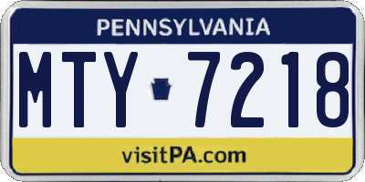 PA license plate MTY7218