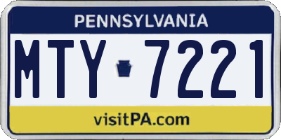 PA license plate MTY7221