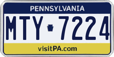 PA license plate MTY7224