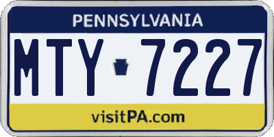 PA license plate MTY7227